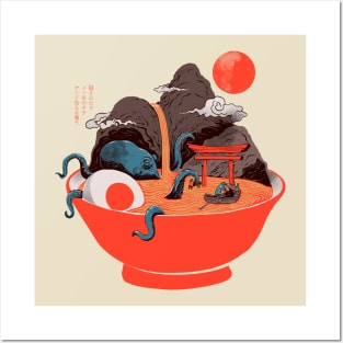 Ramen and Kraken Landscape Posters and Art